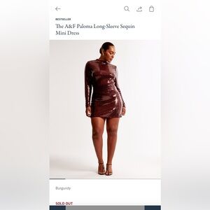 Abercrombie & Fitch Burgundy Long-Sleeve Sequin Mini Dress
